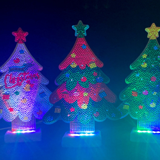 크리스마스 보석십자수 LED 우드 트리 만들기