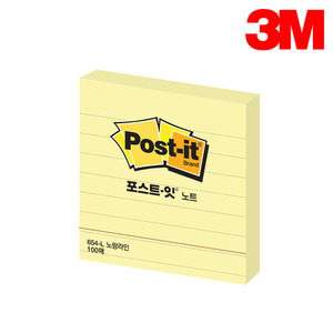 3M 포스트잇 노트 654-L 노랑(라인)