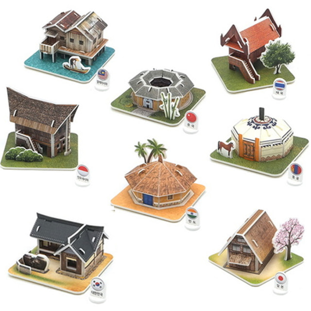 모또 세계 전통가옥 아시아편 8종 만들기 3D입체퍼즐